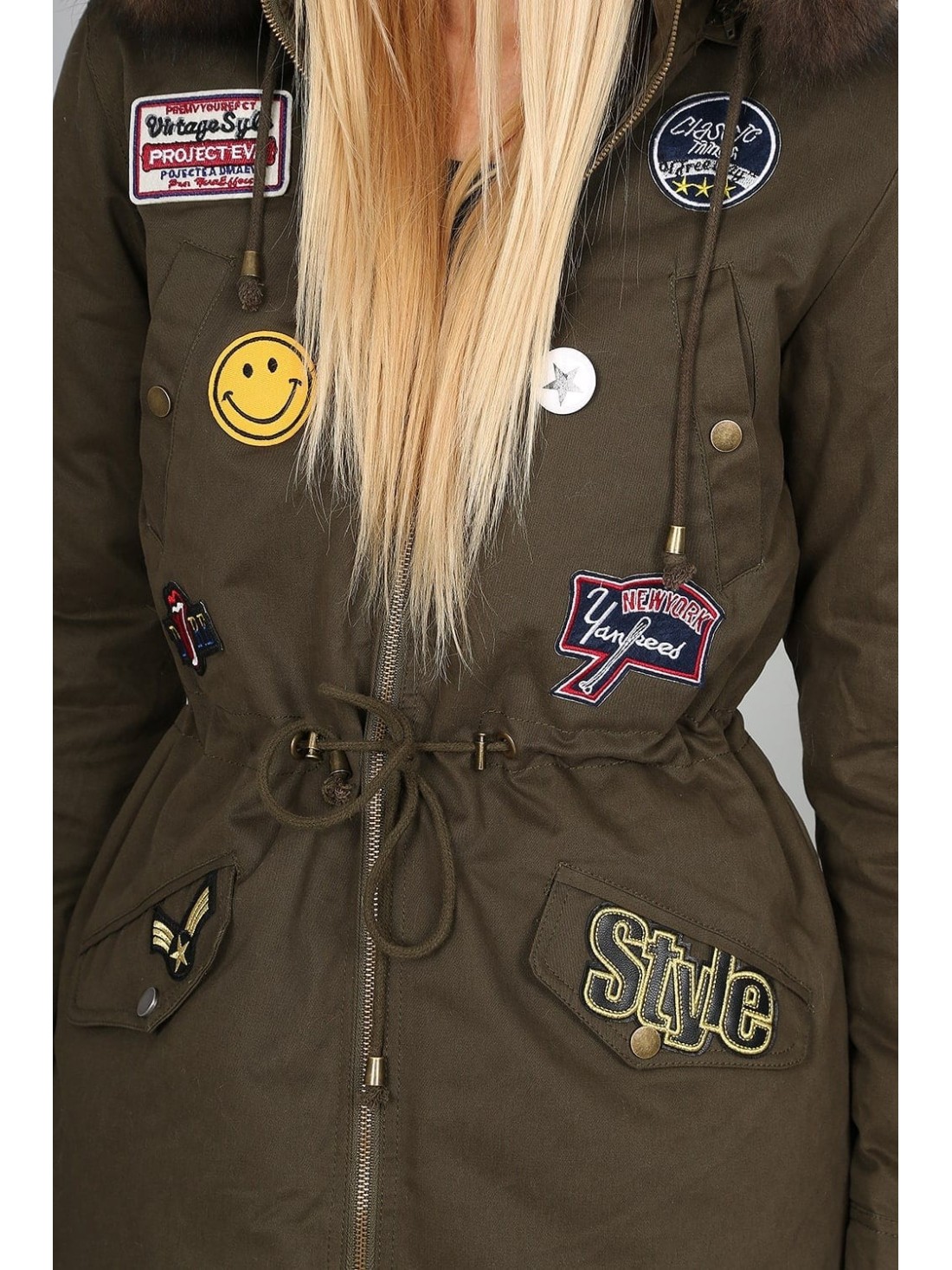 Khaki-Jacke mit Patches 91100 – Online-Shop – Boutique